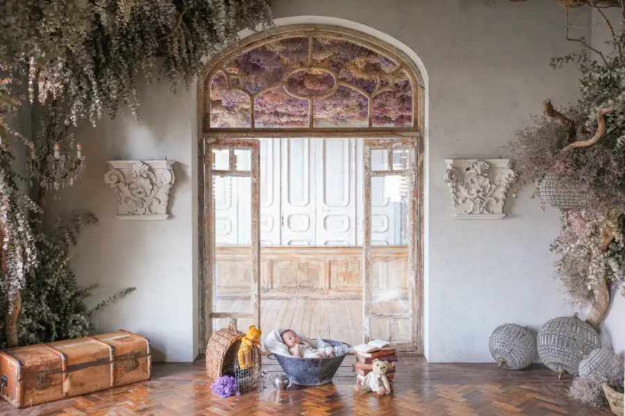 着物を着用した二人の女の子のお宮参り記念写真