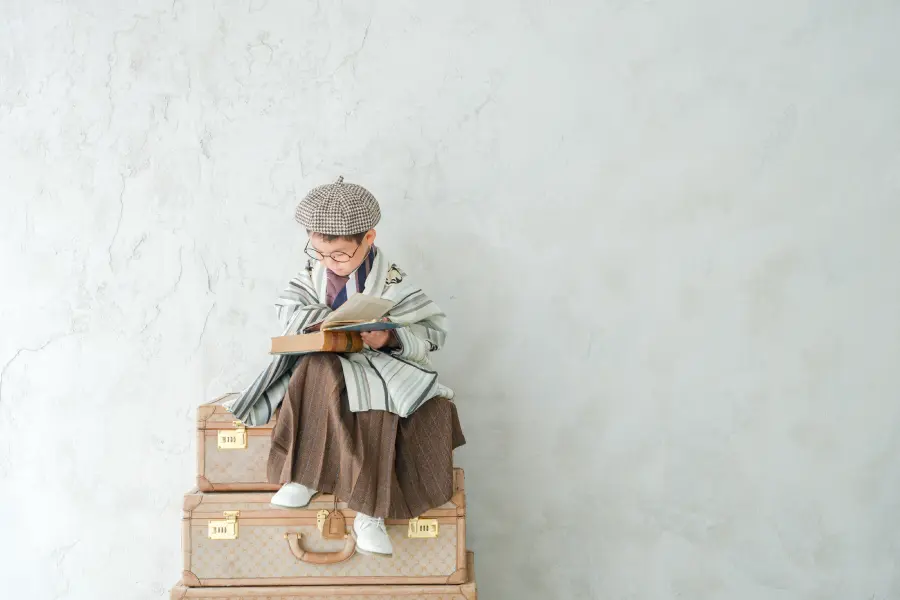 着物を着用した男の子の七五三記念写真